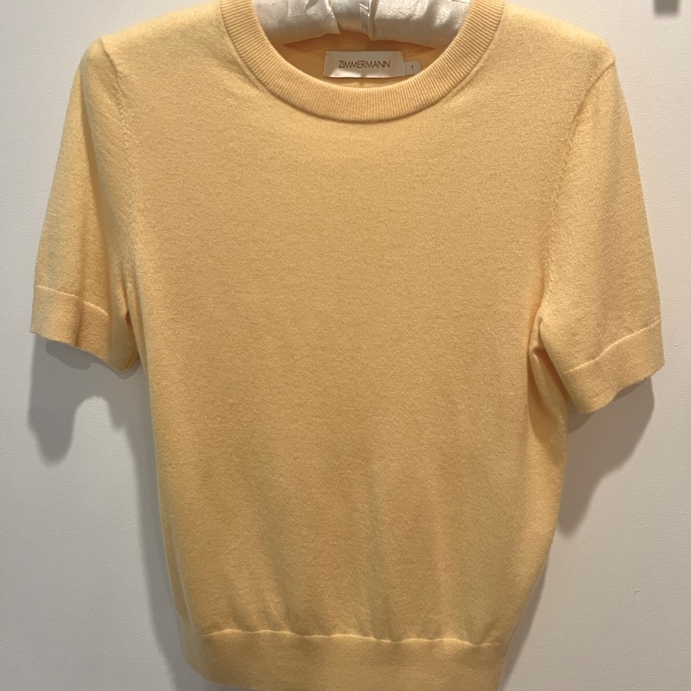 Zimmermann Yellow Short Sleeve Sweater. Size M. NWT